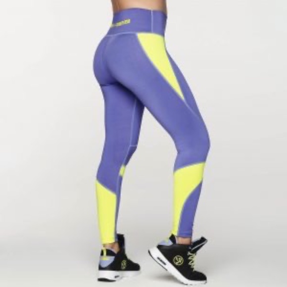 Zumba Forever Color Blocked High Waisted Ankle Leggings - Picture 1 of 4